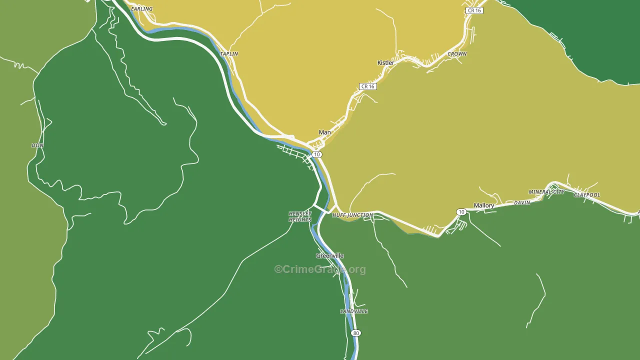 Man, WV Map of Vehicle Theft Rates