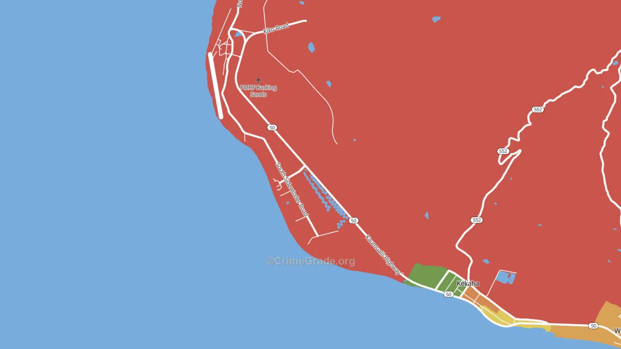 Mana, HI Map of Vehicle Theft Rates