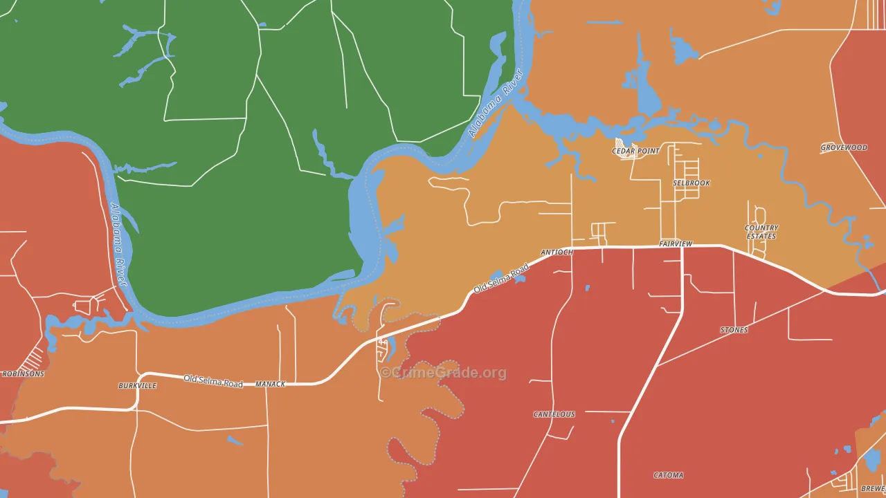 Manack, AL Map of Vehicle Theft Rates