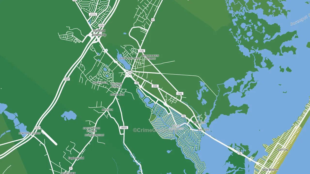 Manahawkin, NJ Map of Vehicle Theft Rates