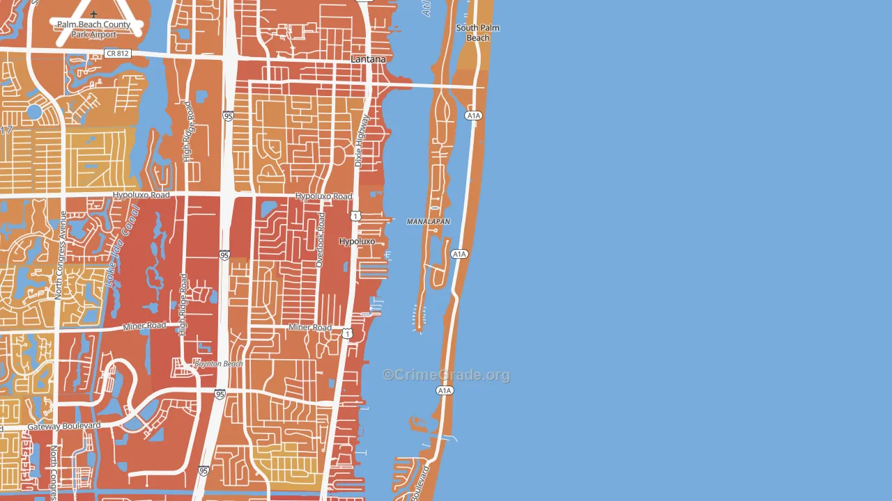 Manalapan, FL Map of Vehicle Theft Rates