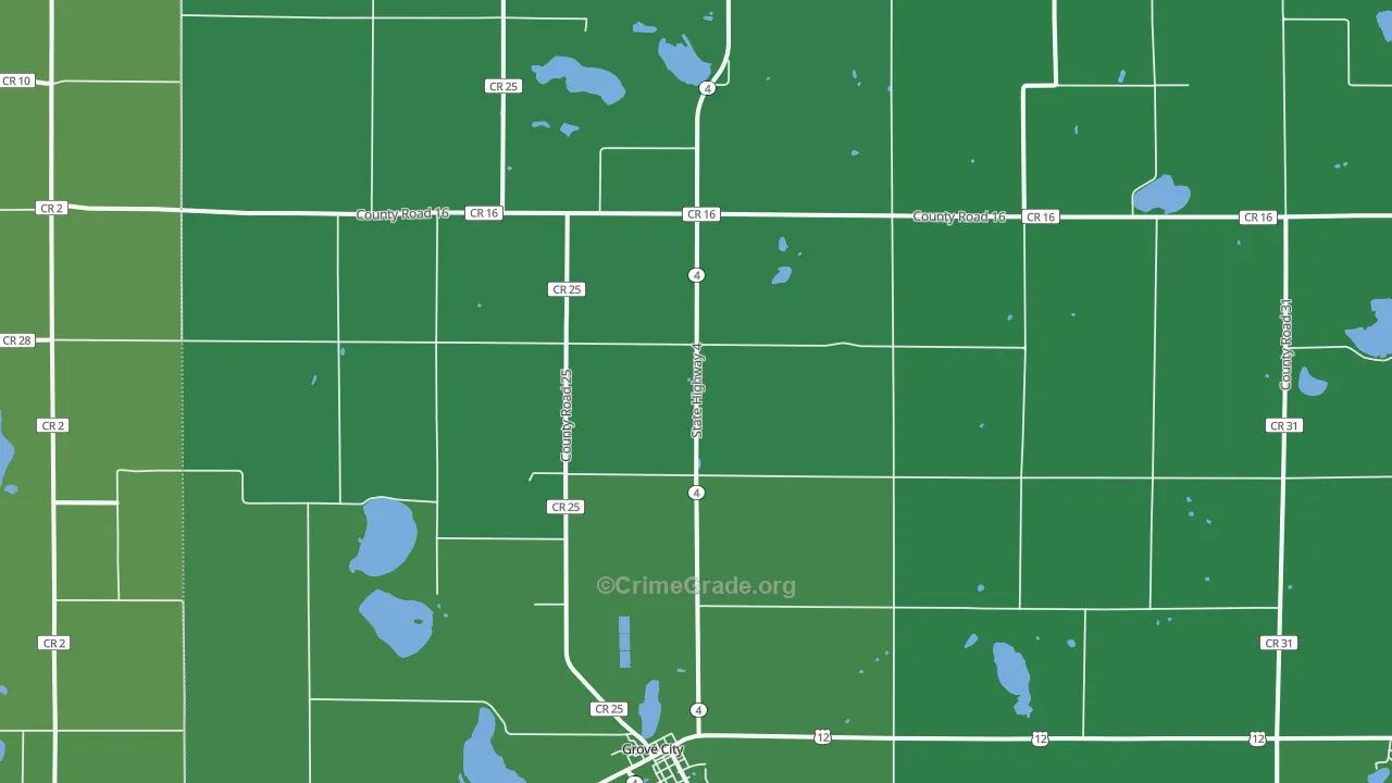 Manannah, MN Map of Vehicle Theft Rates