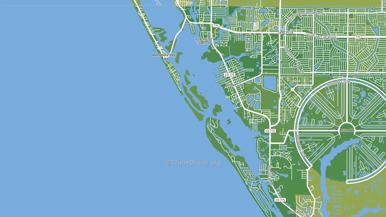 Manasota Key, FL Map of Vehicle Theft Rates
