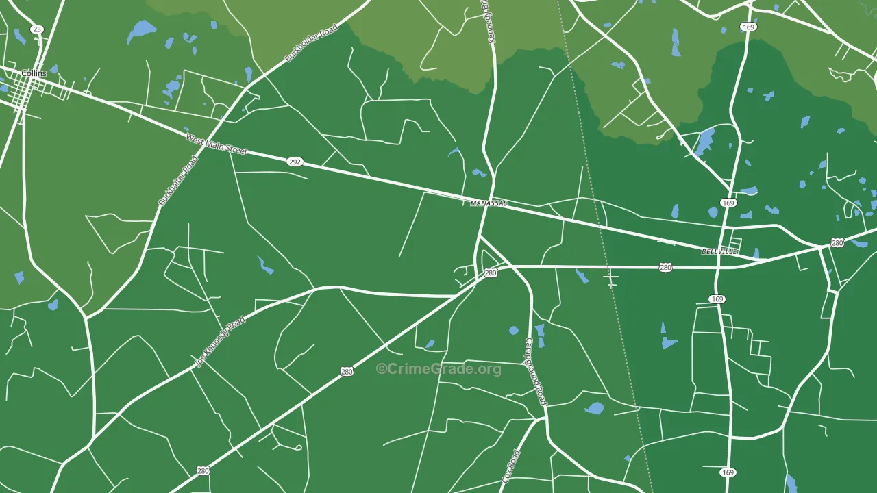 Manassas, GA Map of Vehicle Theft Rates