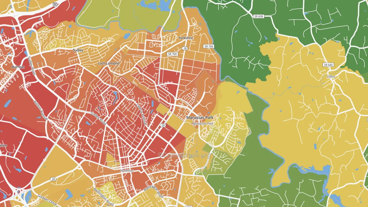 Manassas Park City, VA Map of Vehicle Theft Rates