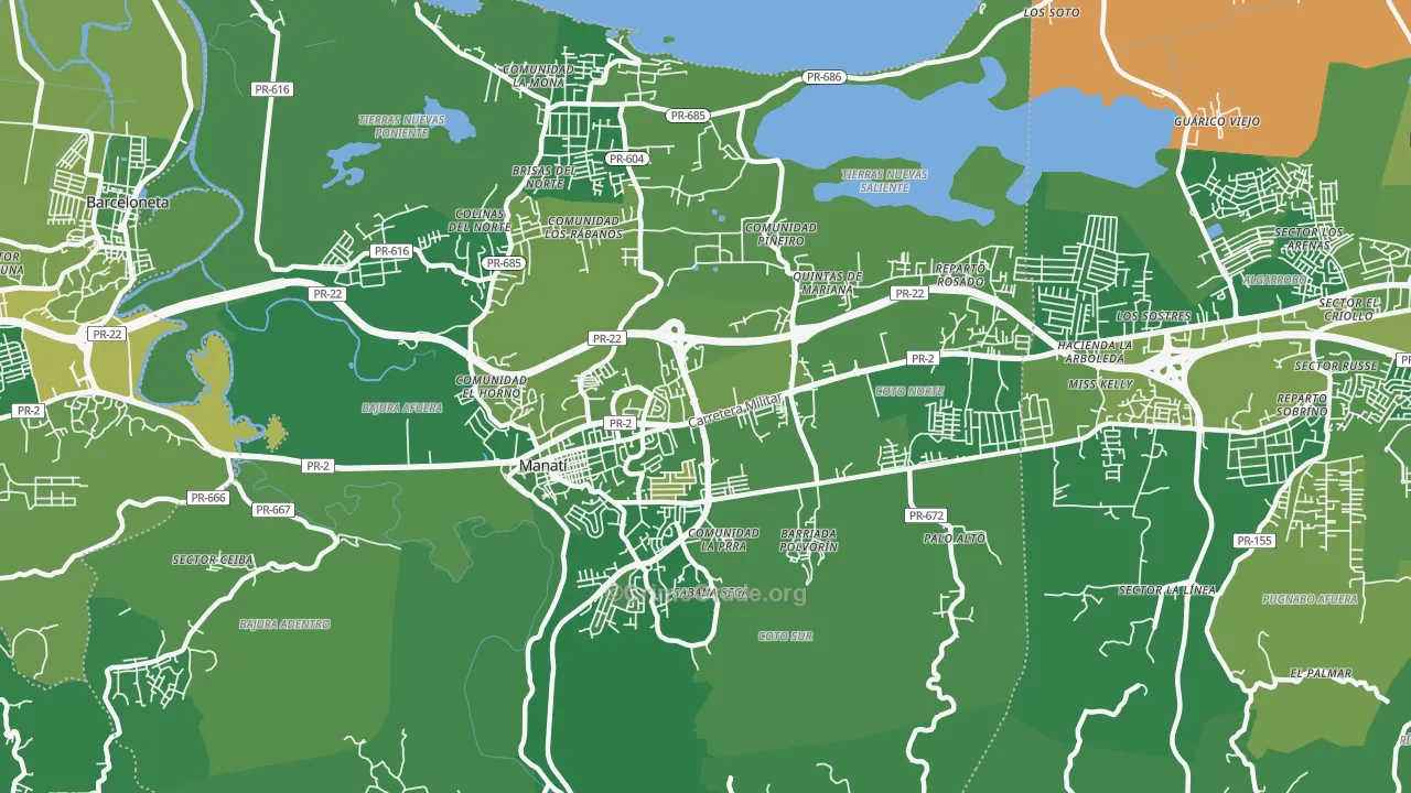 Manati, PR Map of Vehicle Theft Rates