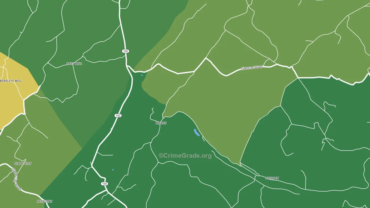 Mance, PA Map of Vehicle Theft Rates