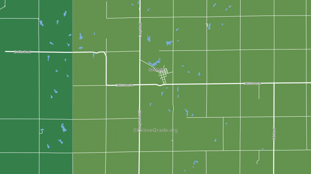 Manchester, KS Map of Vehicle Theft Rates