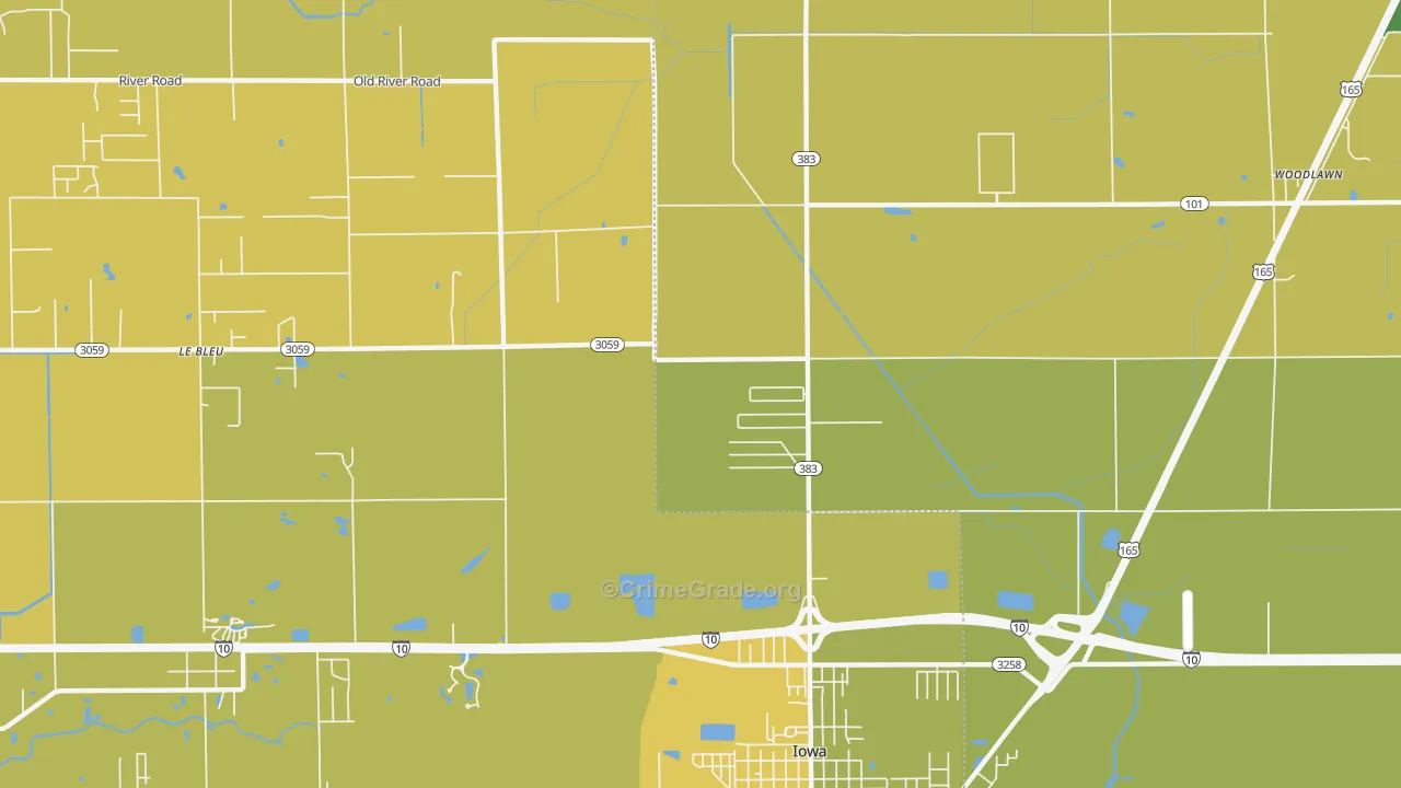 Manchester, LA Map of Vehicle Theft Rates