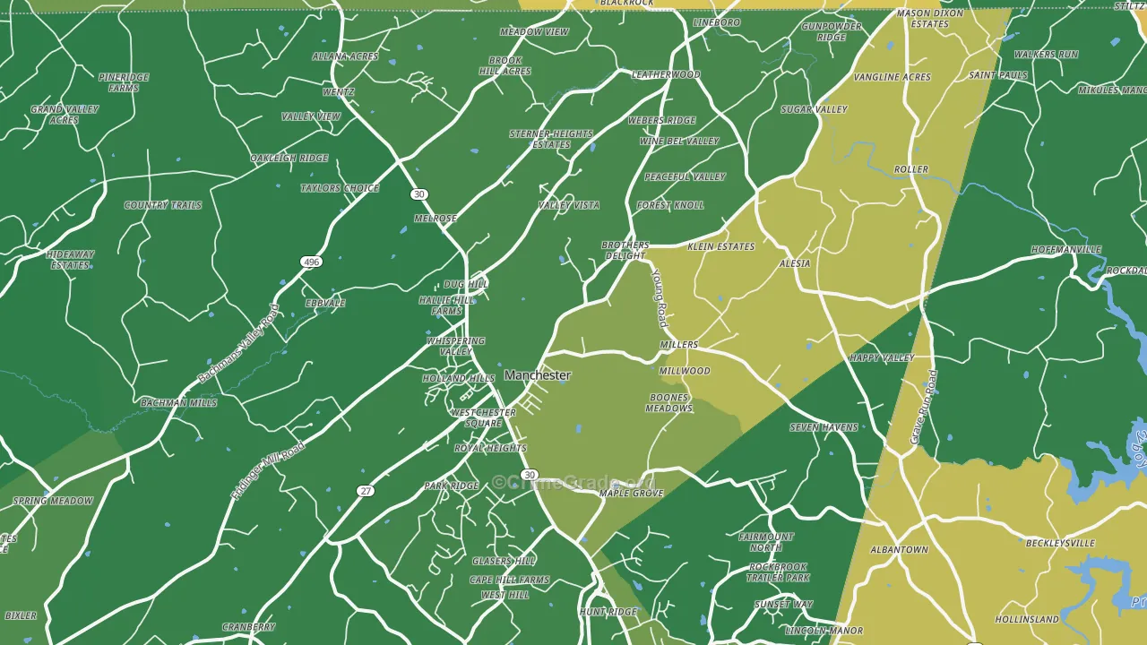 Manchester, MD Map of Vehicle Theft Rates