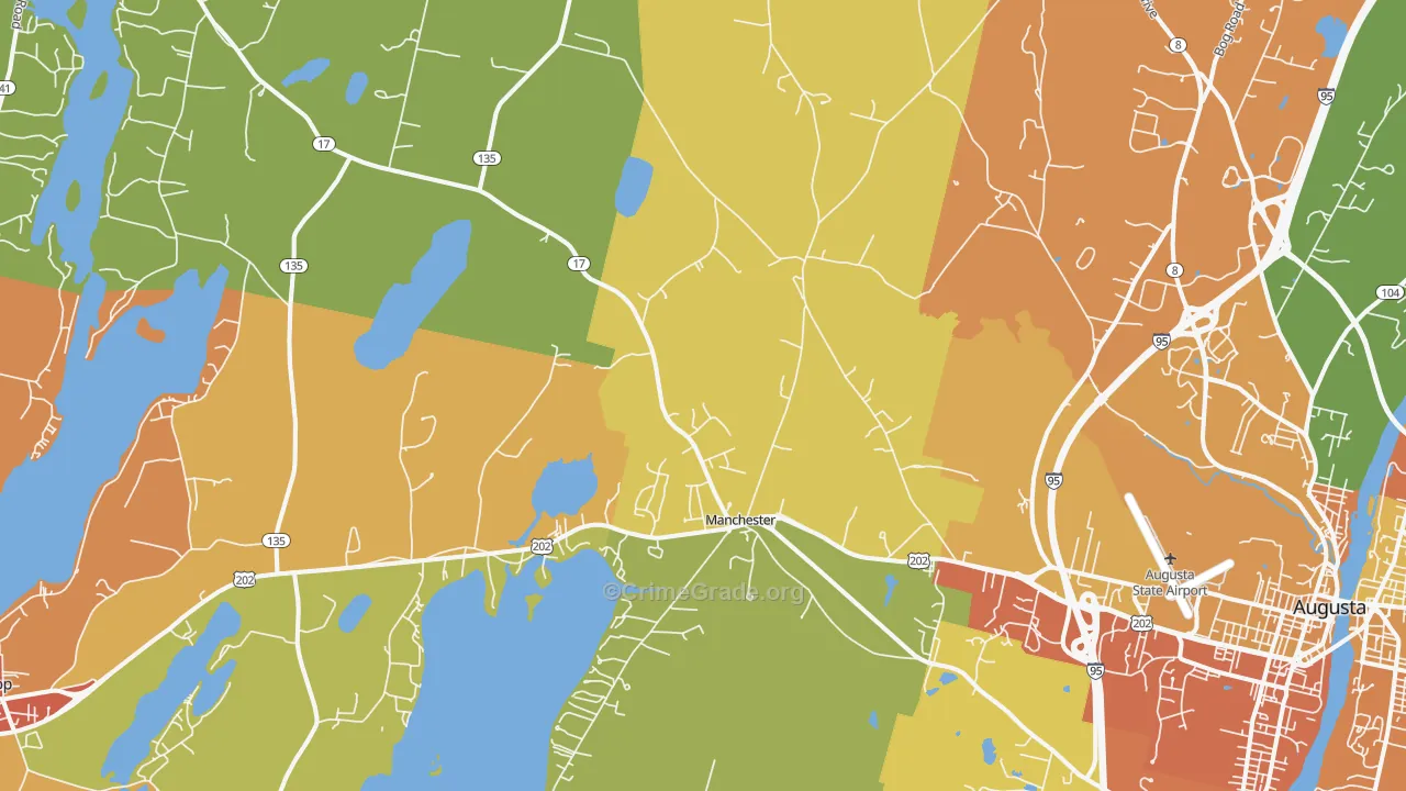 Manchester, ME Map of Vehicle Theft Rates