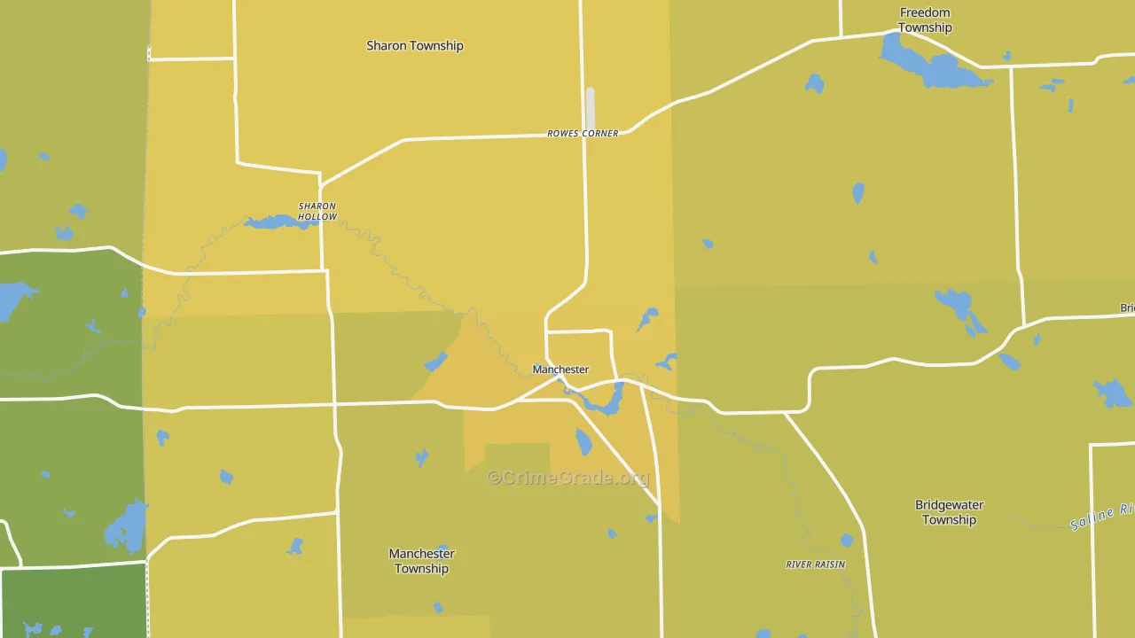Manchester, MI Map of Vehicle Theft Rates