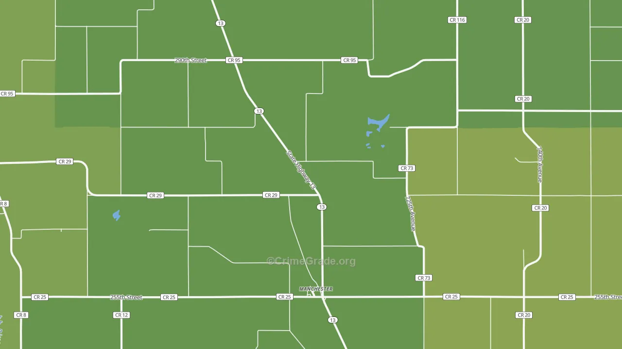 Manchester, MN Map of Vehicle Theft Rates