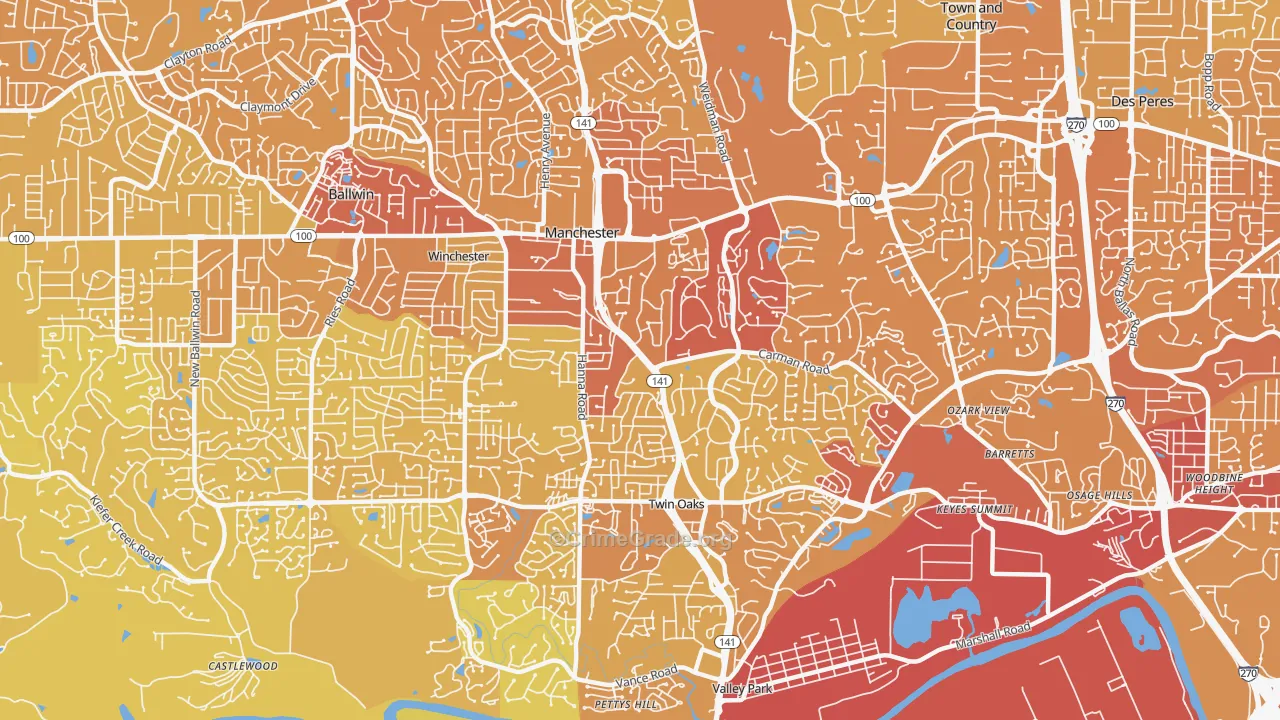 Manchester, MO Map of Vehicle Theft Rates