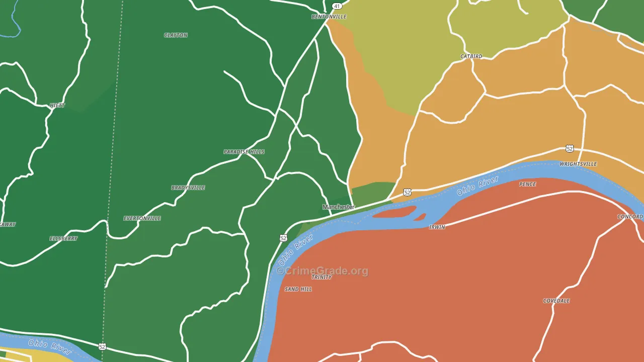 Manchester, OH Map of Vehicle Theft Rates