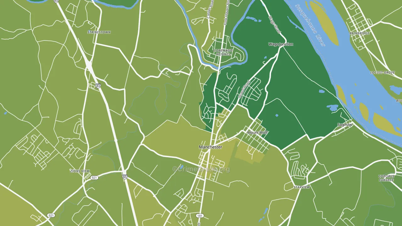 Manchester, PA Map of Vehicle Theft Rates