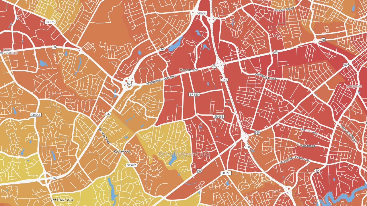 Manchester, VA Map of Vehicle Theft Rates