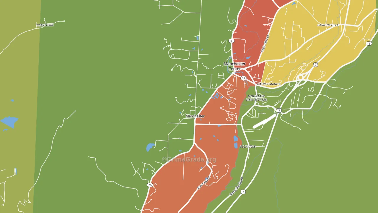 Manchester, VT Map of Vehicle Theft Rates