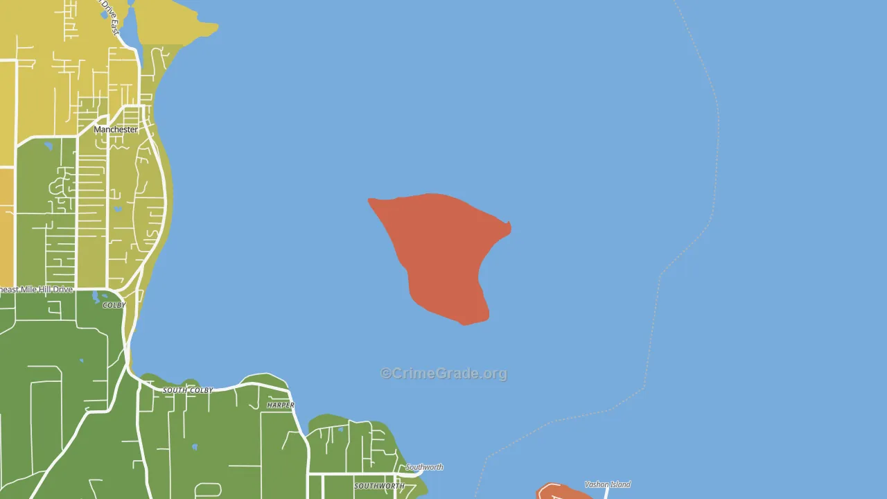 Manchester, WA Map of Vehicle Theft Rates