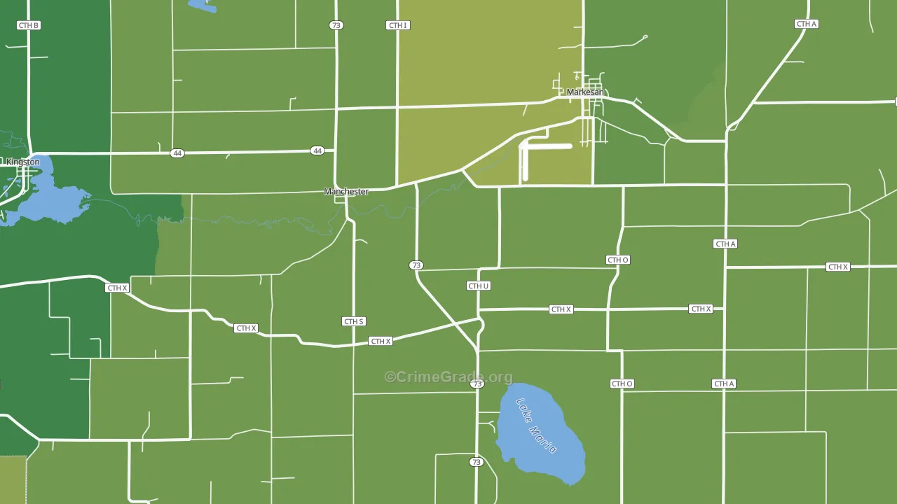 Manchester, WI Map of Vehicle Theft Rates
