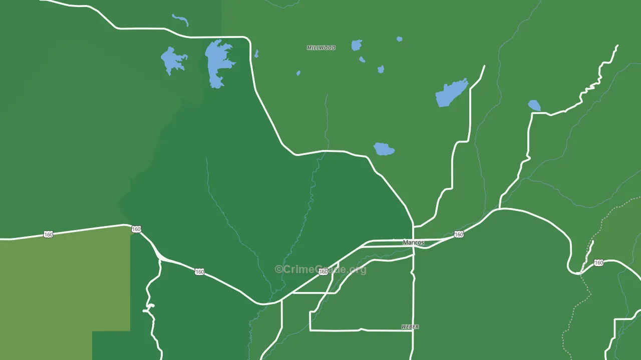 Mancos, CO Map of Vehicle Theft Rates