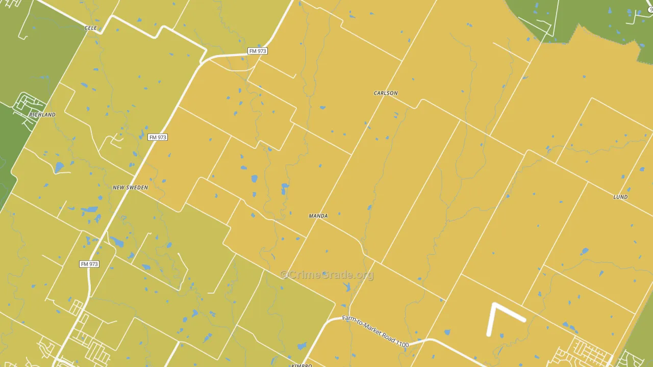 Manda, TX Map of Vehicle Theft Rates
