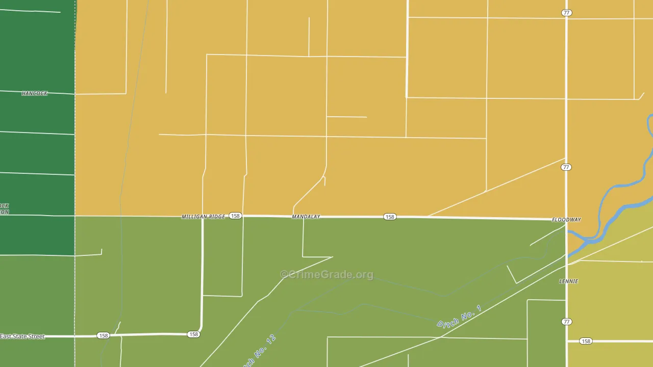 Mandalay, AR Map of Vehicle Theft Rates