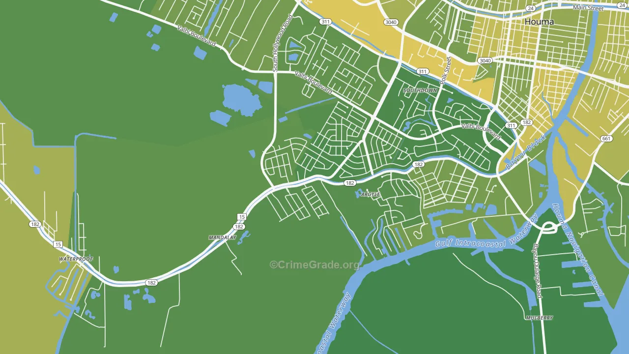 Mandalay, LA Map of Vehicle Theft Rates