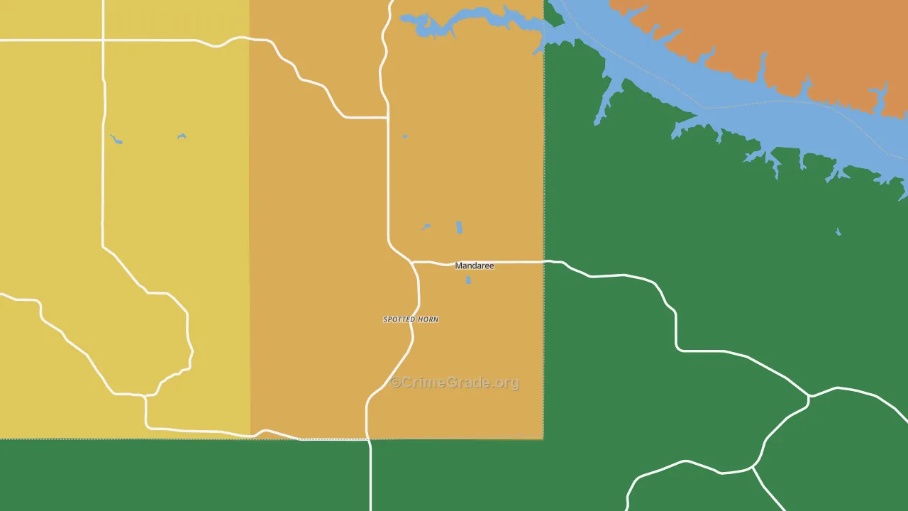 Mandaree, ND Map of Vehicle Theft Rates