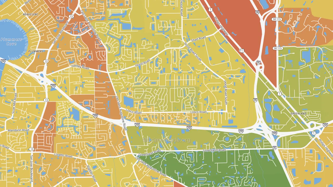 Mandarin Station-Losco, Jacksonville, FL Map of Vehicle Theft Rates