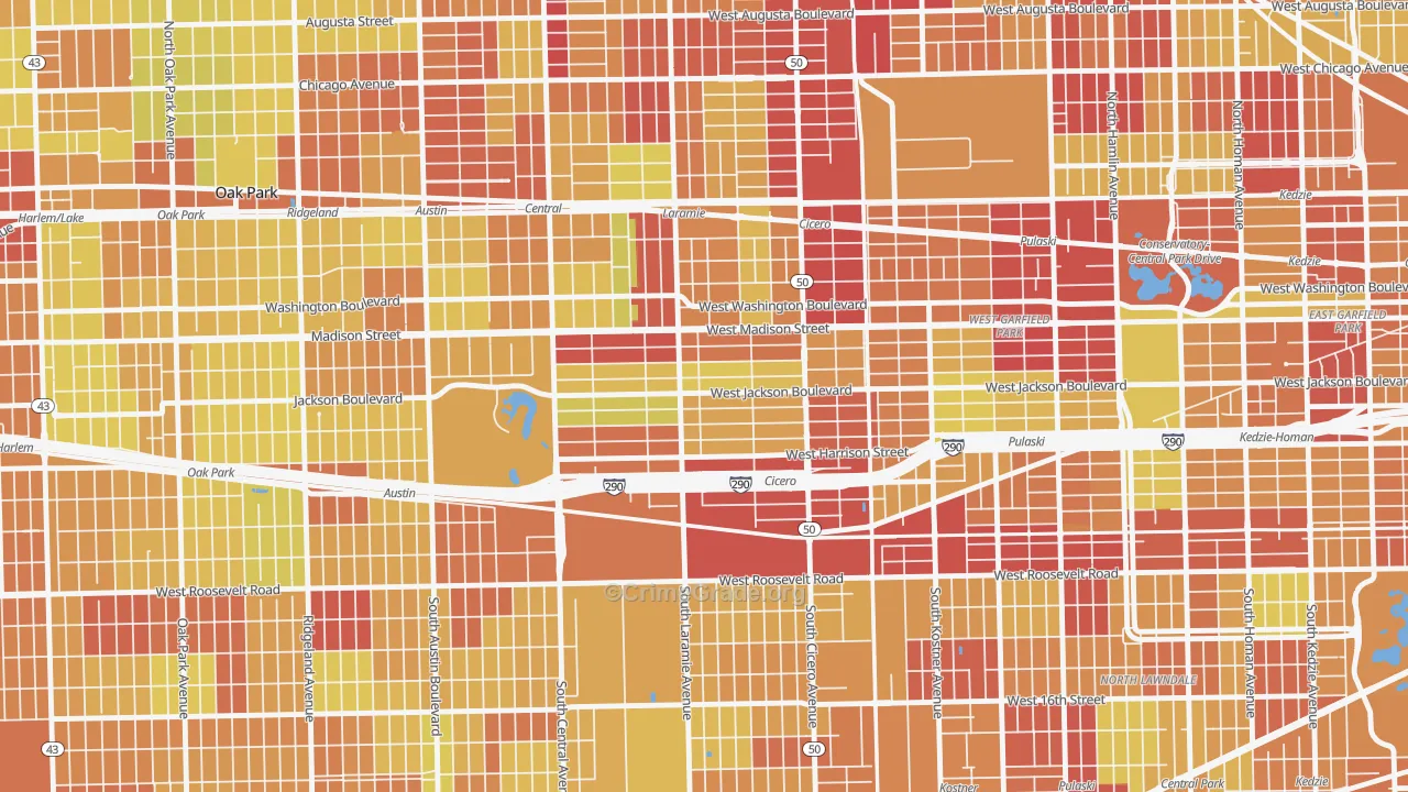 Mandell, Chicago, IL Map of Vehicle Theft Rates