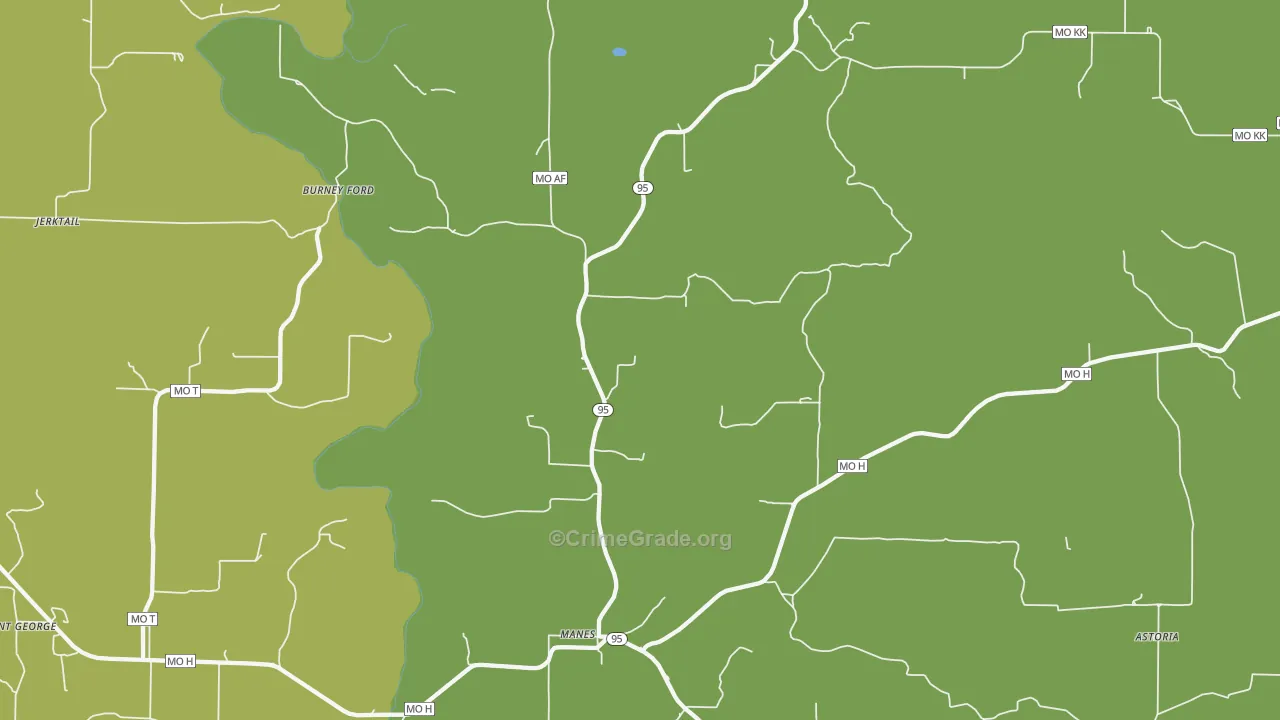 Manes, MO Map of Vehicle Theft Rates