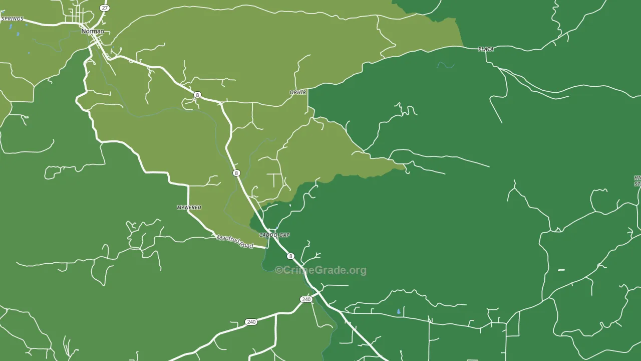 Manfred, AR Map of Vehicle Theft Rates