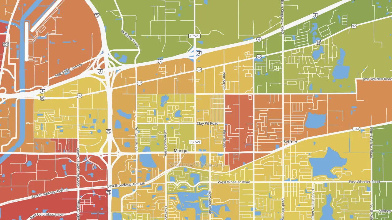 Mango, FL Map of Vehicle Theft Rates