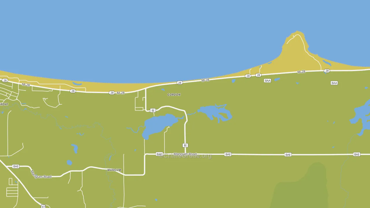 Mangum, MI Map of Vehicle Theft Rates