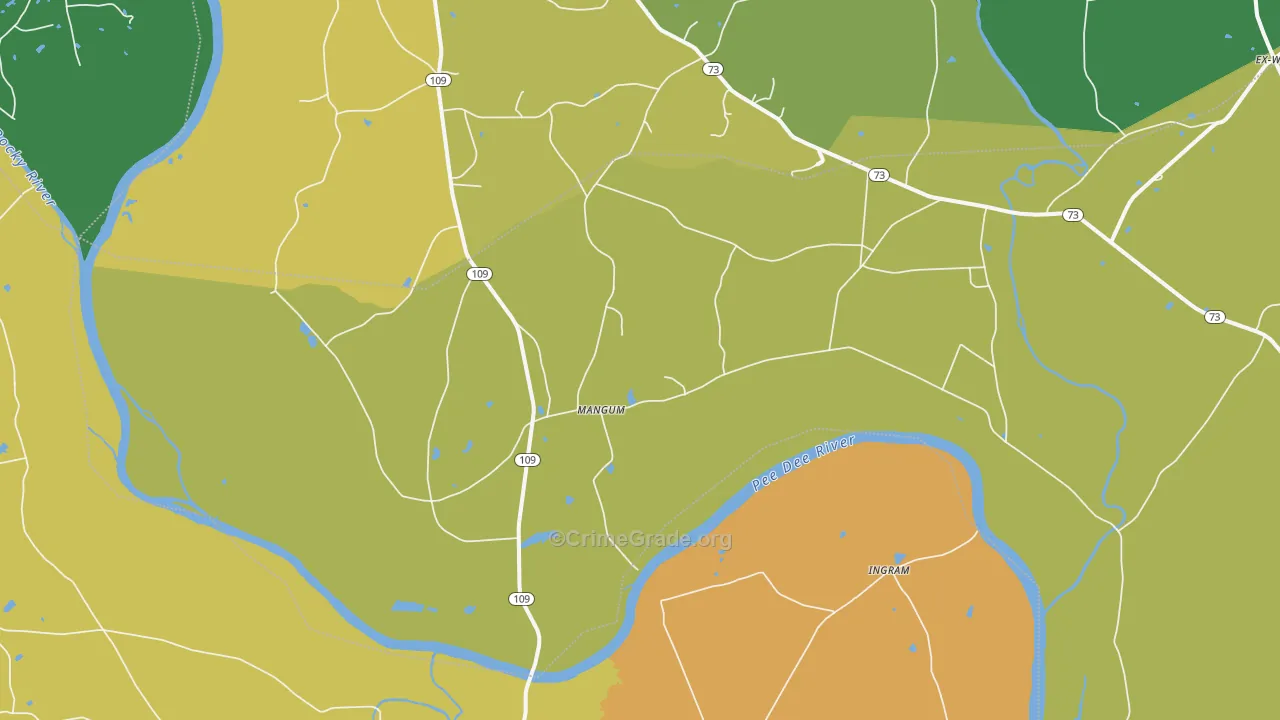 Mangum, NC Map of Vehicle Theft Rates