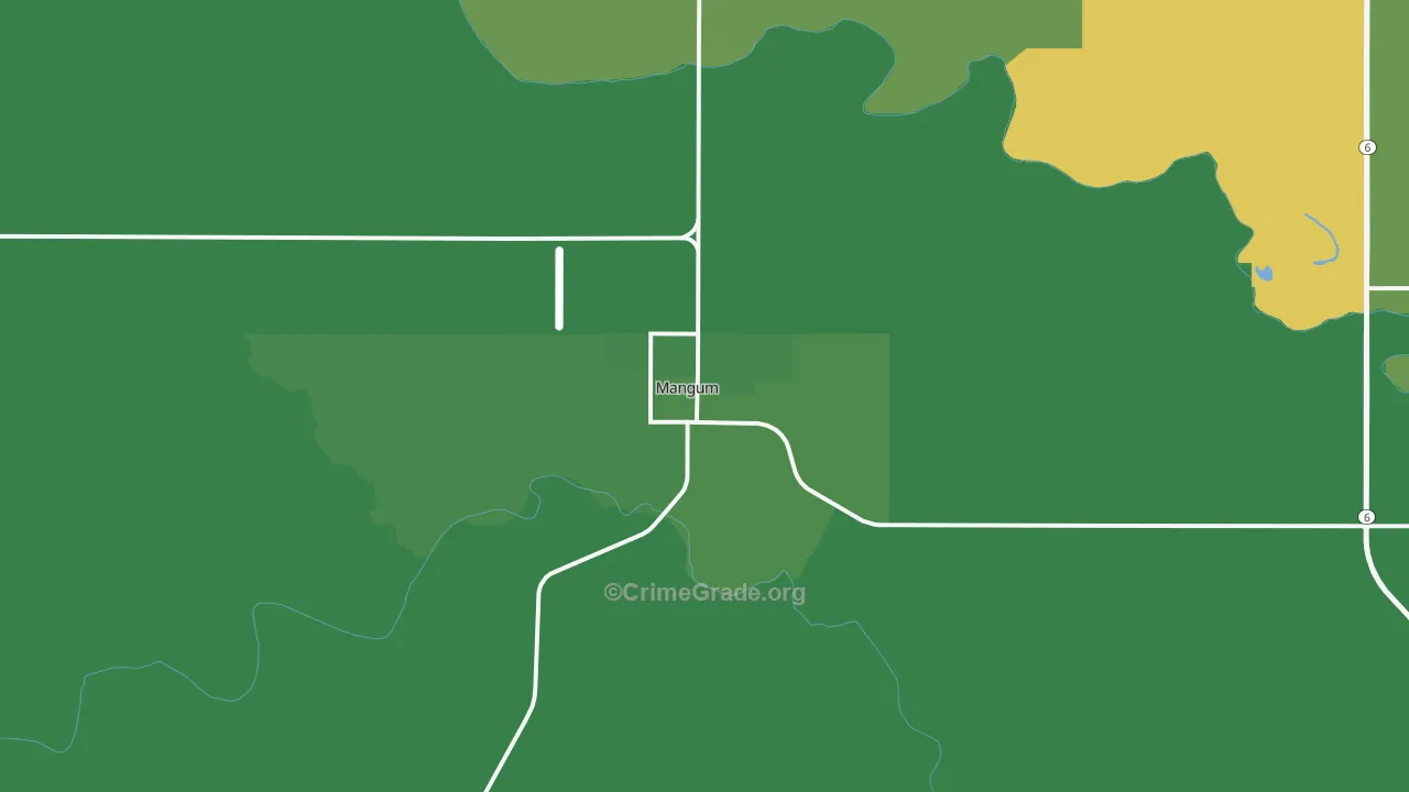 Mangum, OK Map of Vehicle Theft Rates