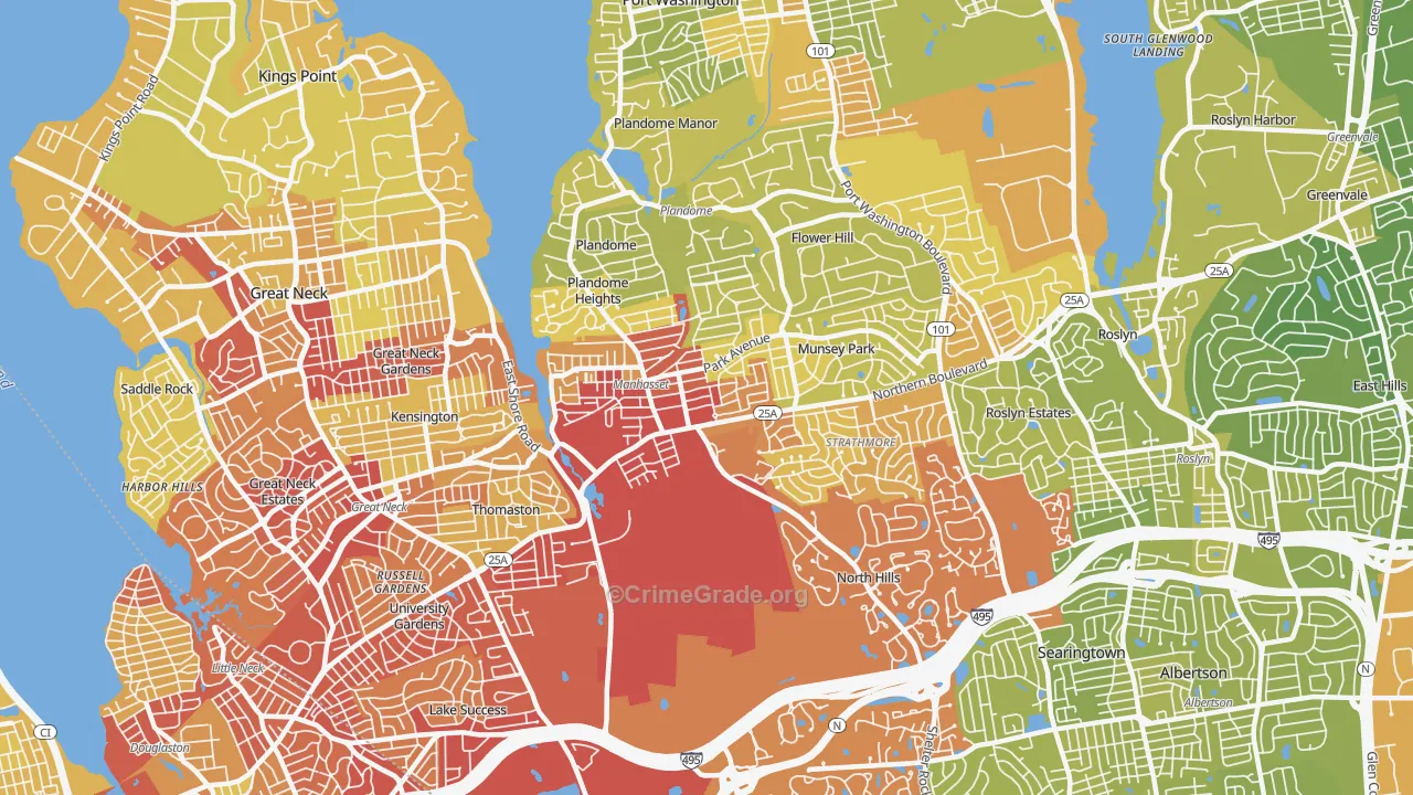 Manhasset, NY Map of Vehicle Theft Rates
