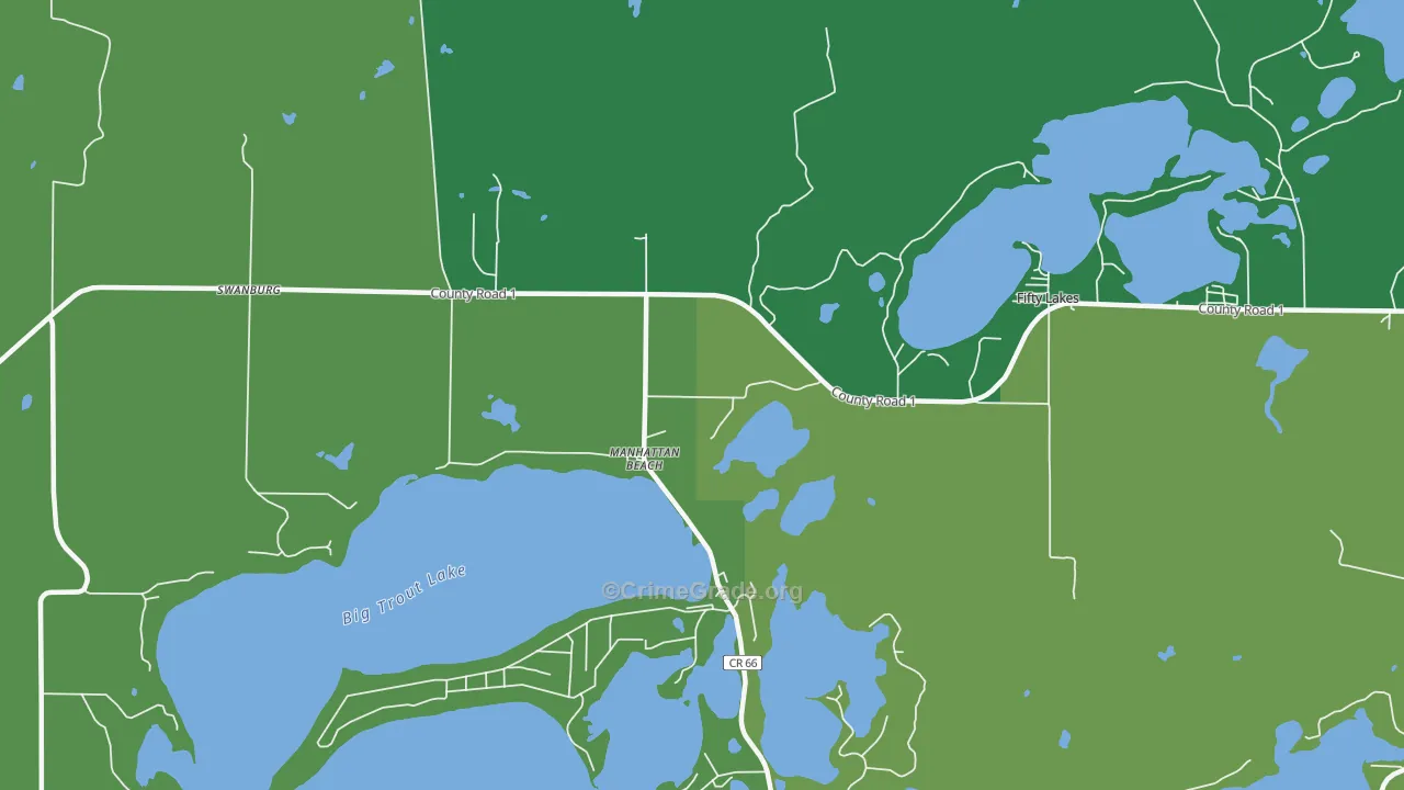 Manhattan Beach, MN Map of Vehicle Theft Rates