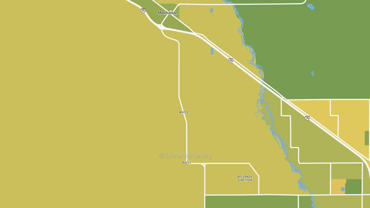 Manhattan, MT Map of Vehicle Theft Rates
