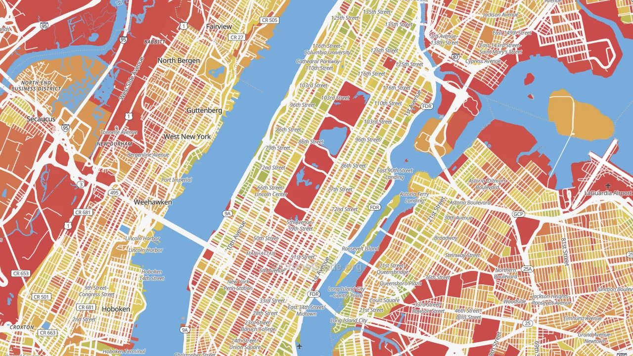Manhattan, NY Map of Vehicle Theft Rates