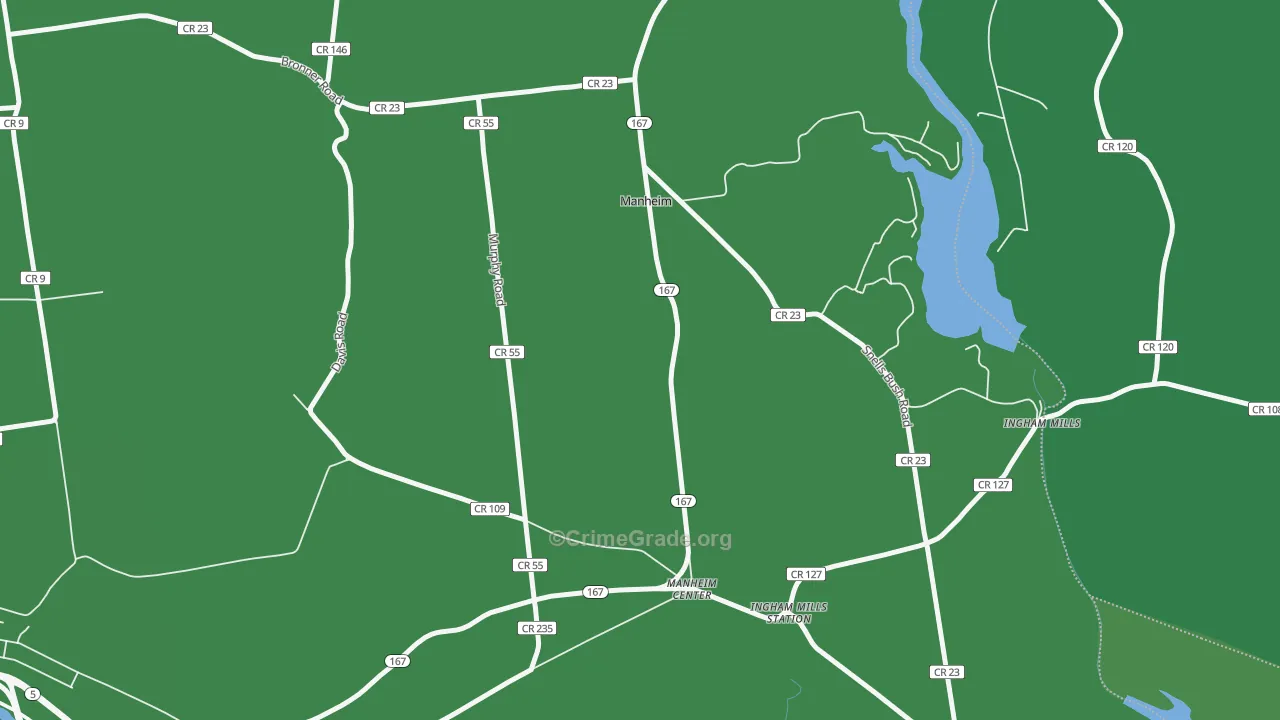 Manheim Center, NY Map of Vehicle Theft Rates