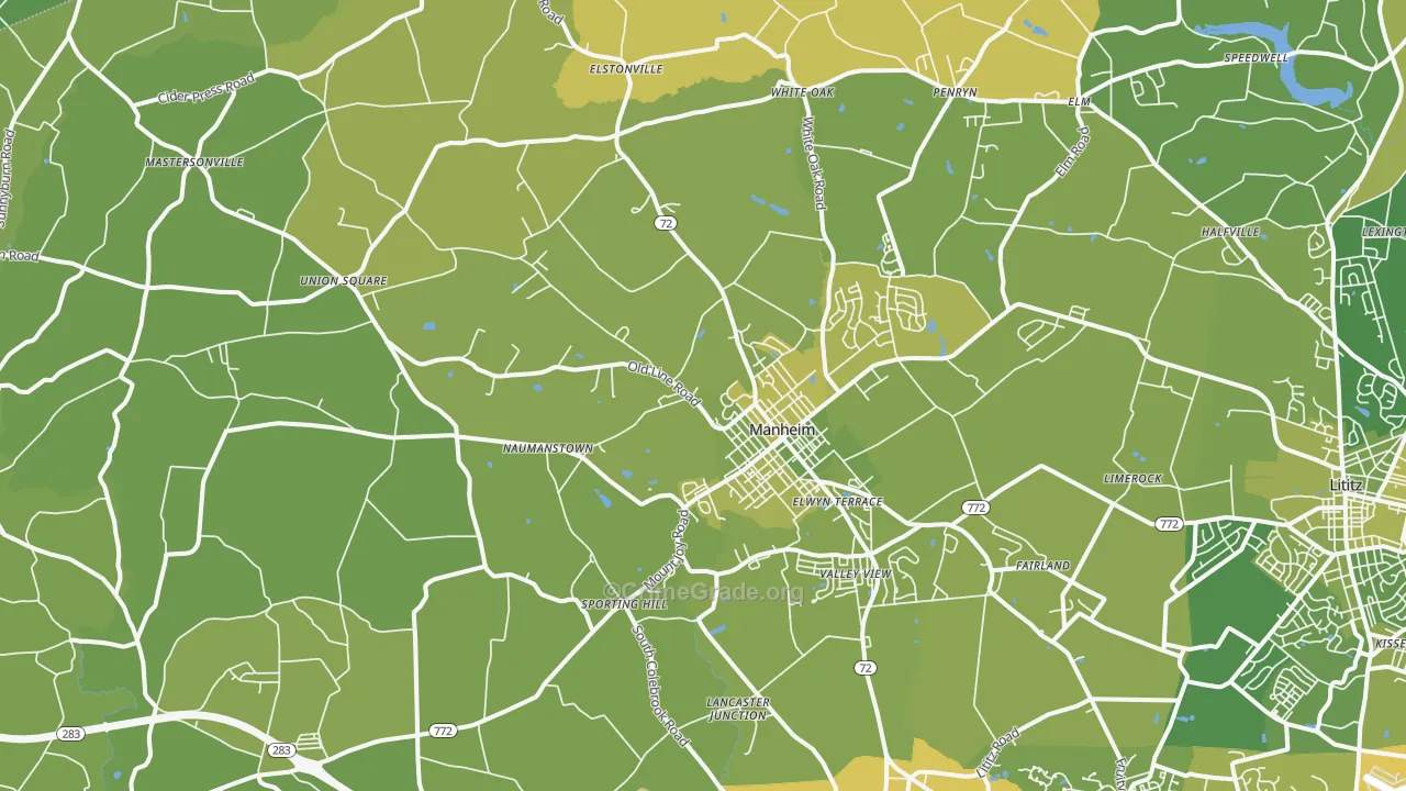 Manheim, PA Map of Vehicle Theft Rates