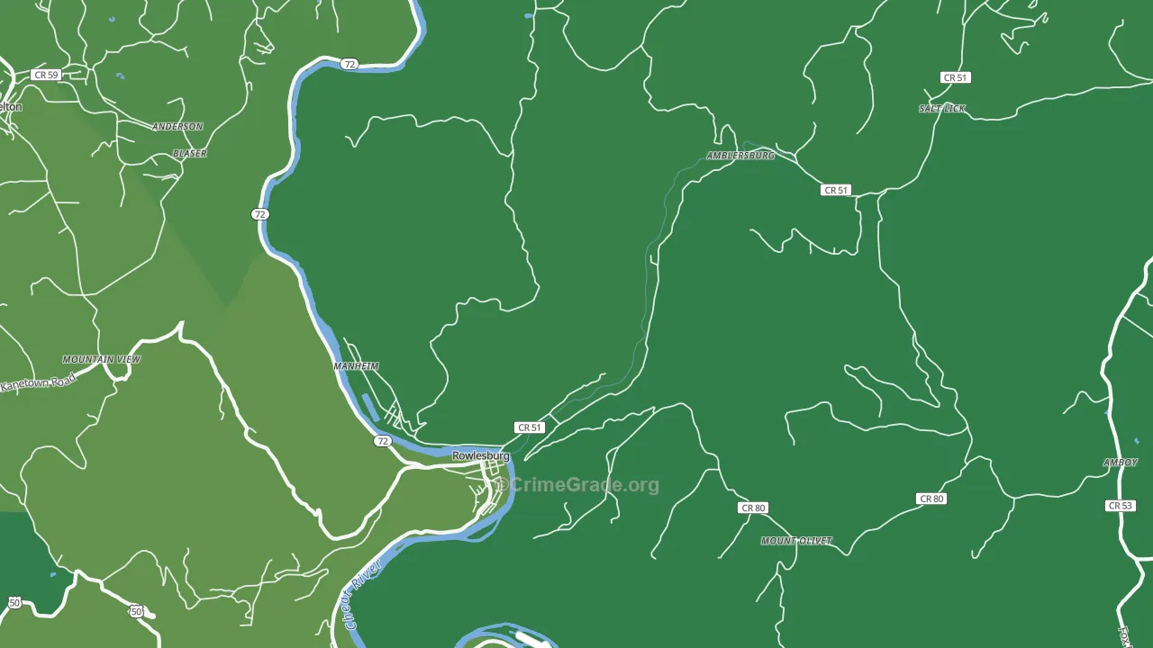 Manheim, WV Map of Vehicle Theft Rates
