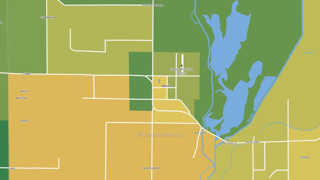 Manila, AR Map of Vehicle Theft Rates