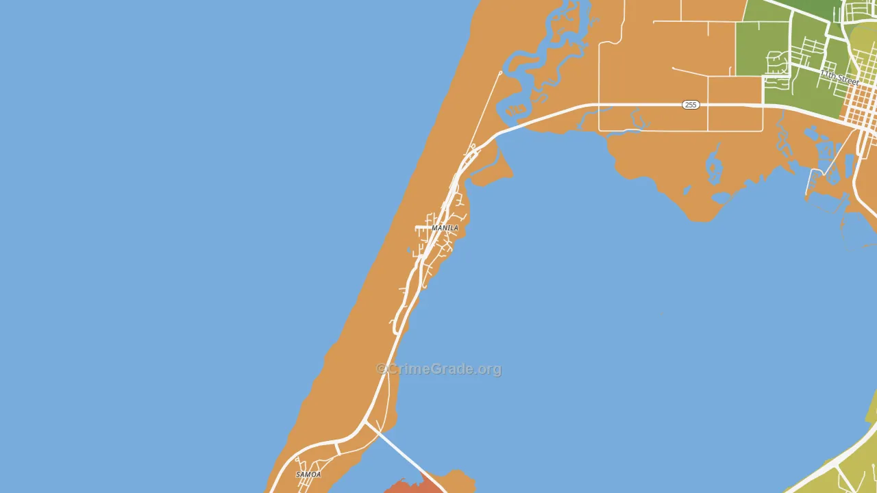 Manila, CA Map of Vehicle Theft Rates
