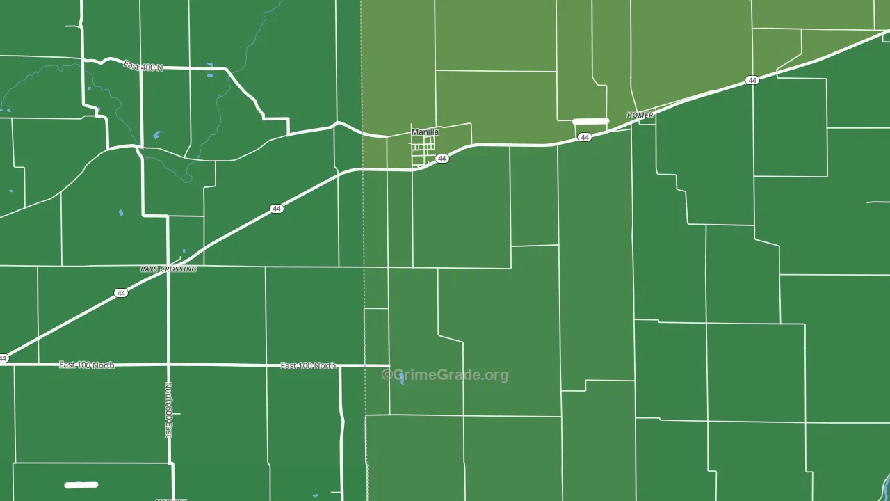 Manilla, IN Map of Vehicle Theft Rates