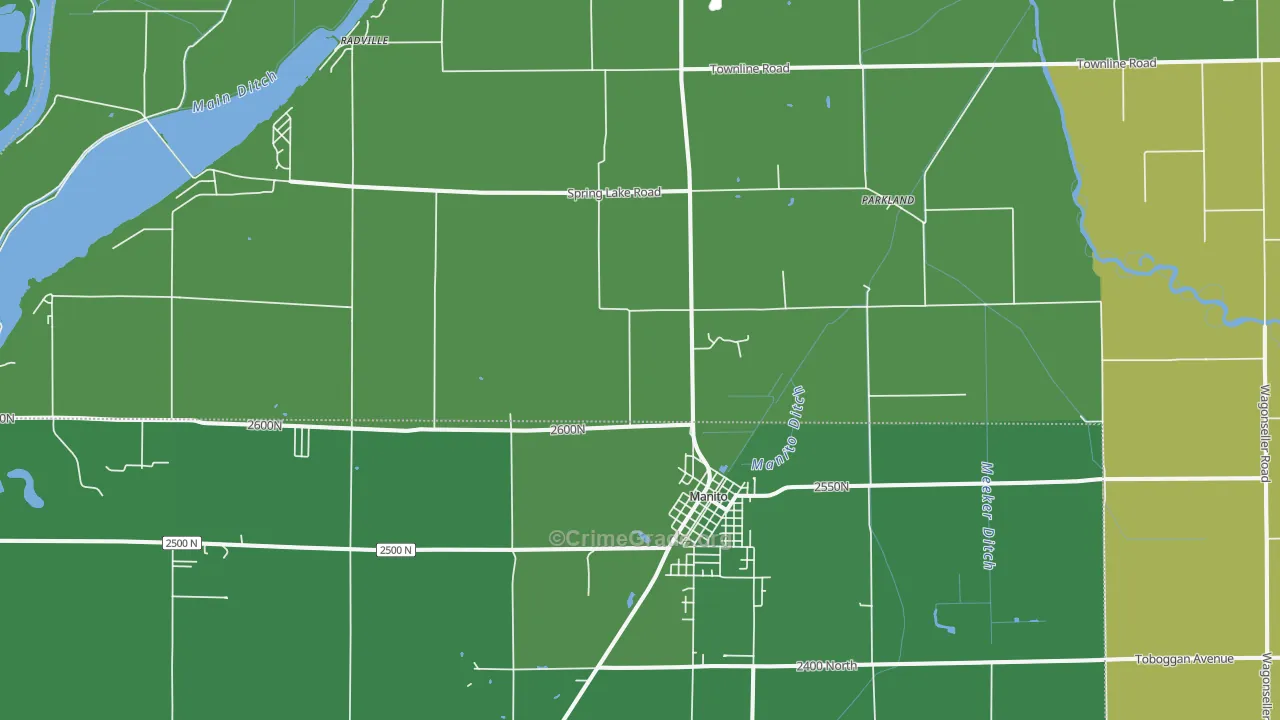 Manito, IL Map of Vehicle Theft Rates