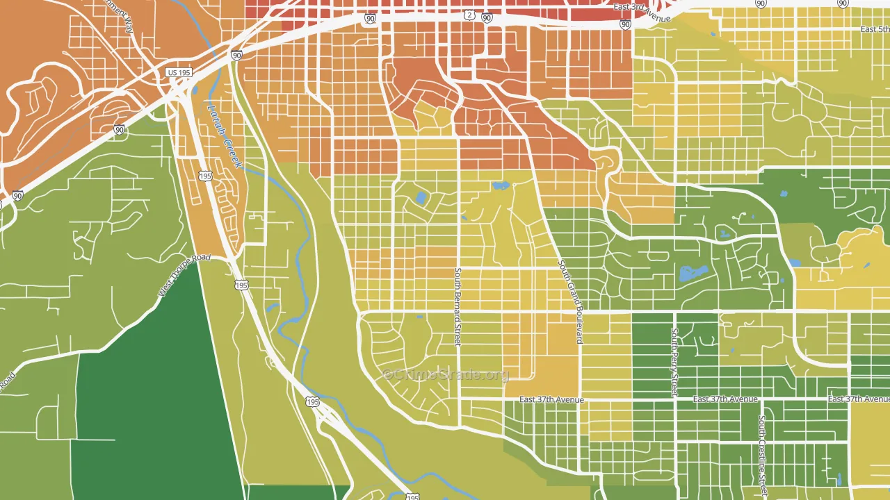 Manitocannon Hill, Spokane, WA Map of Vehicle Theft Rates