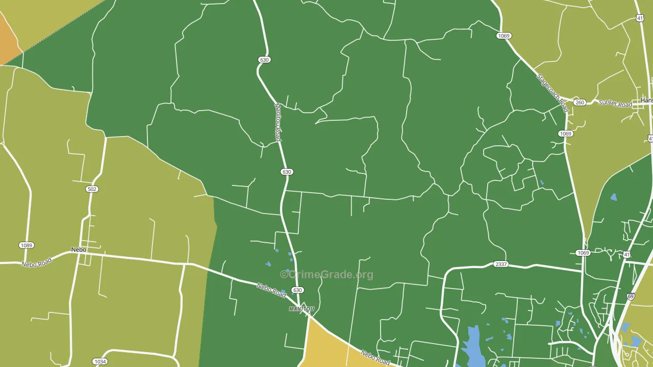 Manitou, KY Map of Vehicle Theft Rates